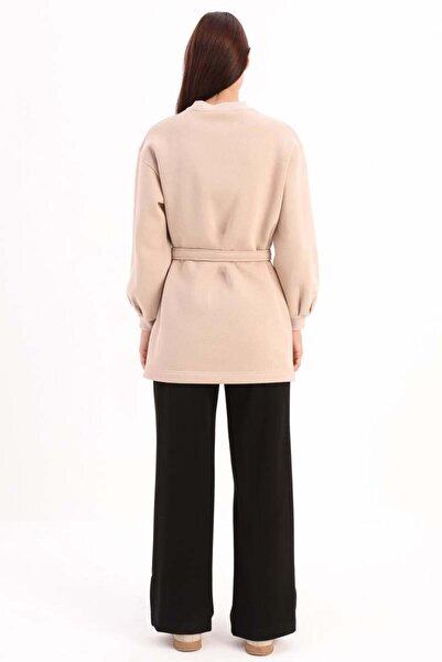 ALLDAY Bej-Pamuklu Kuşaklı Sweat Tunik