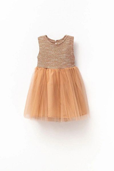 Magu Girl's Pocketed Plaid Patterned Jacket Tulle Dress