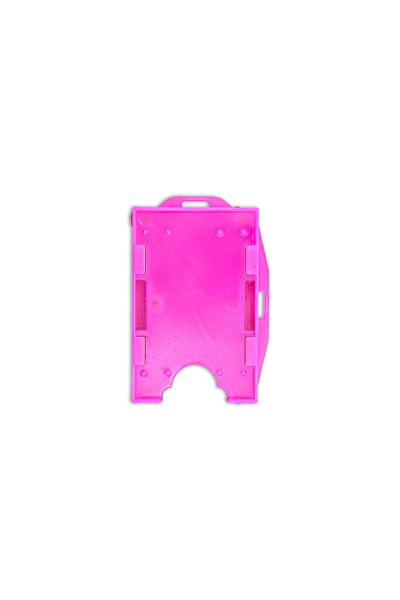 PABALAS Pink Color Name Badge Container with Horizontal and Vertical Double Card Bowl Staff Card Case Card Protector