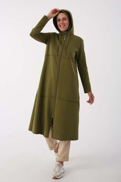 ALLDAY Haki01-Pis سترة محبوكة بـ قماش قابل للتمدد سحابات