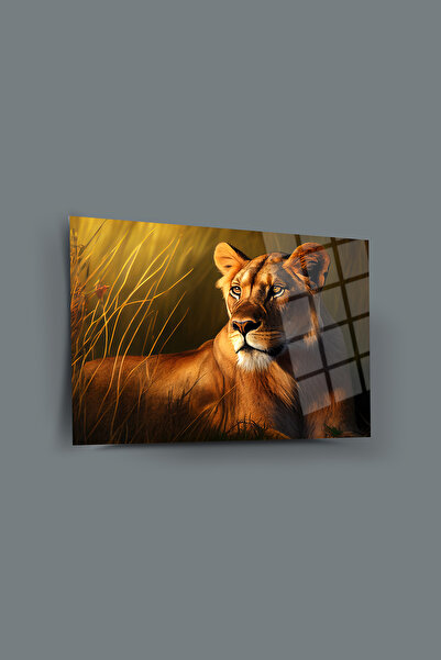 glassartdesign Lion Unbreakable Glass Painting Pictură Modernă Decorare Interioară Cadou Acasă Pictură