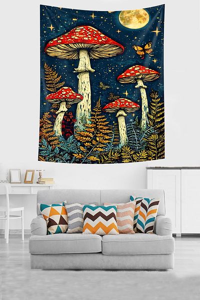 on the clouds Colorful Night Sky Patterned - Non-Stick Fabric Wall Tapestry