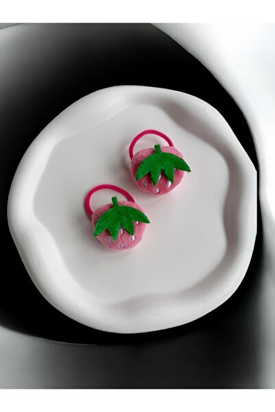 MUTENA Girl's Strawberry Model Elastic Hair Clip 2 Pieces - Girl's Elastic Ha...