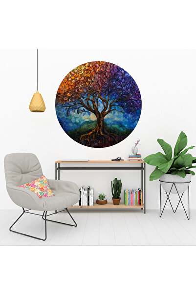 KOSS Dijital Autocolant rotund cu arborele vieții colorat, autocolant rotund,...