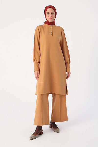 ALLDAY Mustard Glitter ραμμένο Half Placket Casual κοστούμι