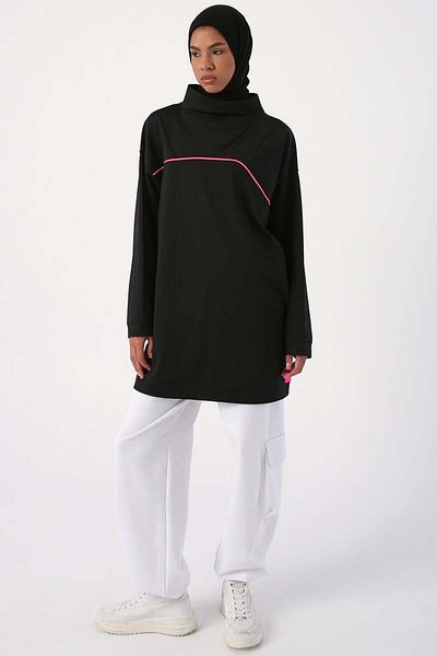 ALLDAY Black-Neon Detailed Oversize Sweat Tunic