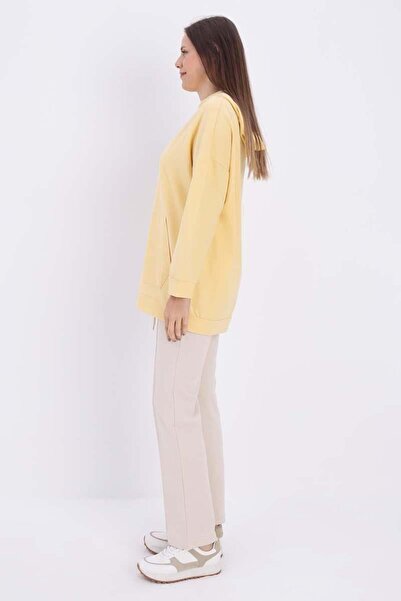 ALLDAY Світло-жовта спортивна туніка з капюшоном і кишенями кенгуру