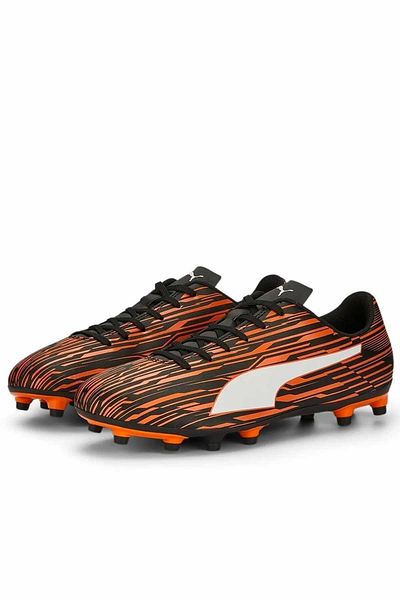 Puma 106572   Rapido III Μαύρο-άσπρο-πορτοκαλί ανδρικά μποτάκια ποδοσφαίρου στενή εφαρμογή