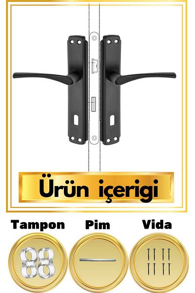 KAİZEN Bravo Black Mirrored Door Handle - 2 Room Protection Bumpers