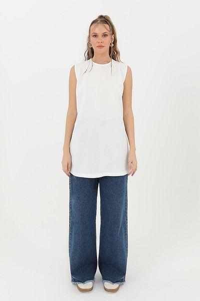 Puane Ecru Women's Sleeveless Underwear Tunic - 10223Tun