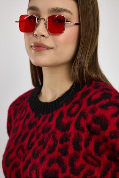 Rays 6702 Pulover cu model leopard roșu