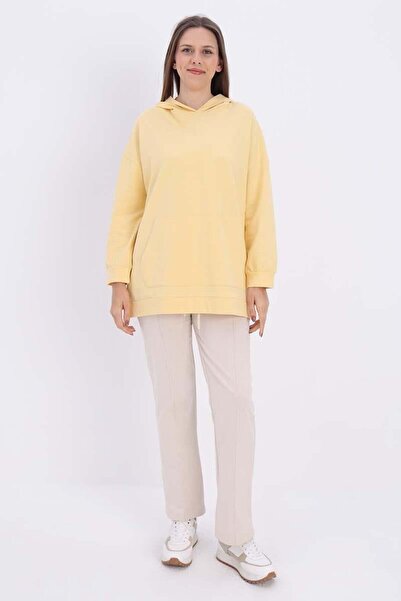ALLDAY Світло-жовта спортивна туніка з капюшоном і кишенями кенгуру