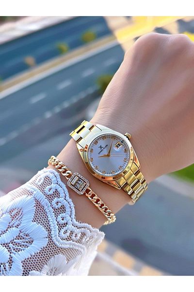 Daniel Klein 30 Mt Water Resistant Women's Wristwatch and Bracelet with Steel Cord