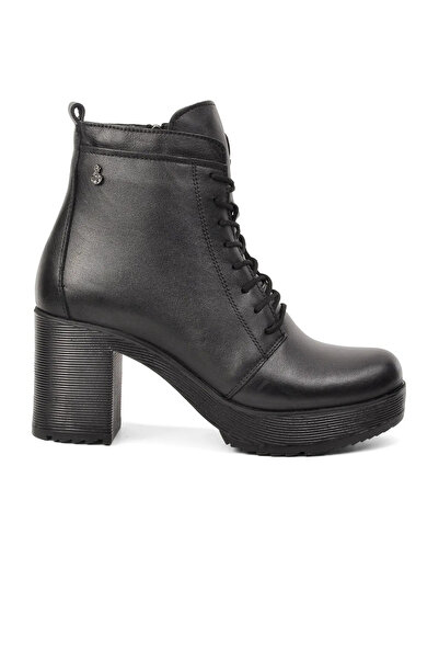 Voyager 7525 Siyah Hakiki Deri Kadın Topuklu Bot