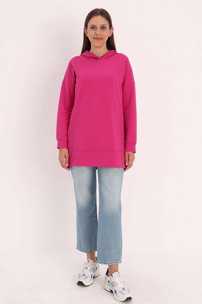 ALLDAY Fuchsia-Hooded Kangaroo Pocket Sweatshirt