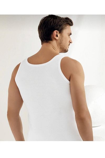 Şahinler Şahinler 6 Pack White Rib 100% Cotton Men's Undershirt