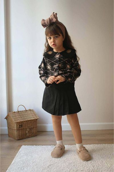 MİNİKO KİDS Girl's Shirt Collar Skirt Suit