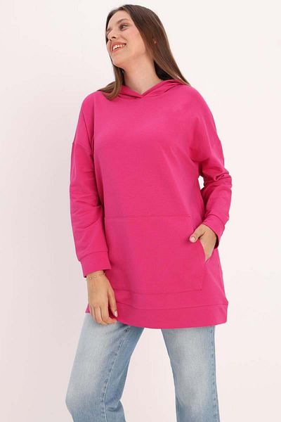 ALLDAY Fuchsia-Hooded Kangaroo Pocket Sweatshirt