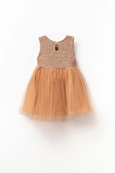 Magu Girl's Pocketed Plaid Patterned Jacket Tulle Dress