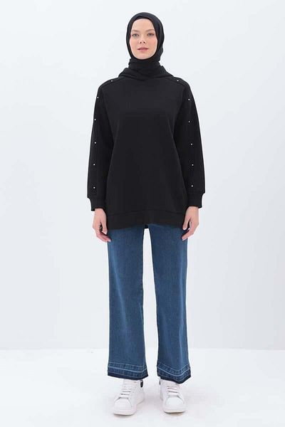 ALLDAY Black Sleeves Stone Hooded Sweat Tunic