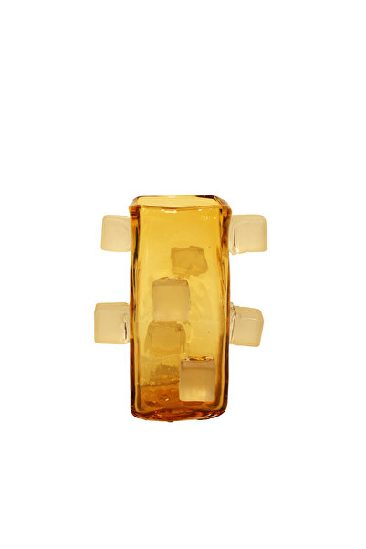 Lucky Art Luckyart Cam Amber Küp Küçük Vazo 17x17x23cm