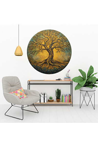 KOSS Dijital Autocolant rotund cu arborele vieții în culori antice, autocolan...