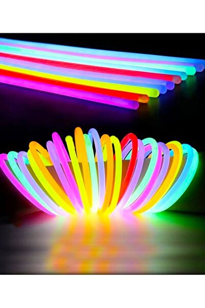 GIFTPALACE Fosforlu Neon Karanlıkta Parlayan Çubuklar 50 çubuk + 50 Aparat Glow Sticks