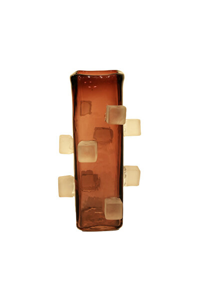 Lucky Art Luckyart Cam Mürdüm Küp Büyük Vazo 17,5x17,5x34cm