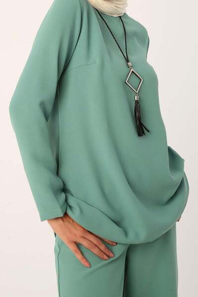 ALLDAY Πράσινο κολιέ Φαρδύ παντελόνι τουνίκ κοστούμι