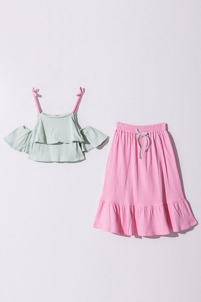 HAUSEkids 10-13 Years Old Fountain Girl's Skirted Set - Mint