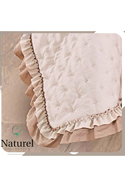 Naturel Collection Tek kişilik Pamuklu Fırfırlı Örtü Seti Yastıklı