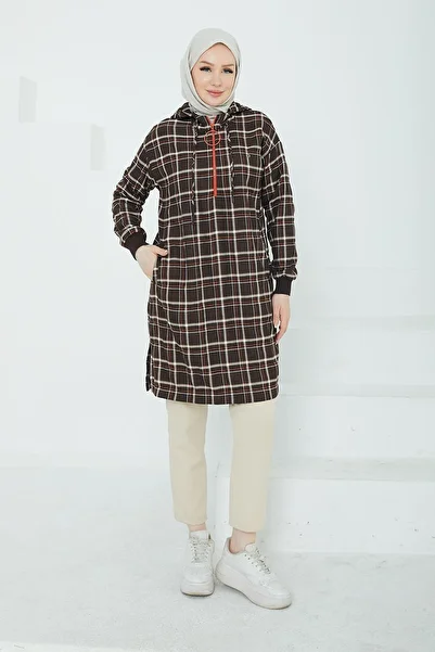 Armine Armine Trend Hooded Half Zip Tunic-Brown 24Kt483
