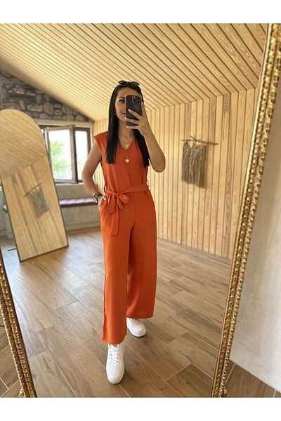 caddstore Padded Sleeveless Orange Jumpsuit