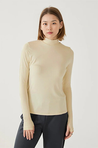 VODENS Γυναικείο μπεζ εξαιρετικά μαλακό σώμα με λεπτομέρεια στα δάχτυλα