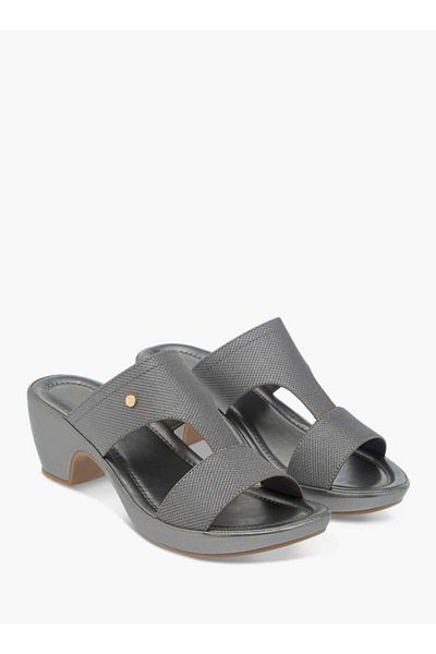 Flora Bella by Shoexpress Flora Bella Textured Slip-On Sandals with Block Heels
