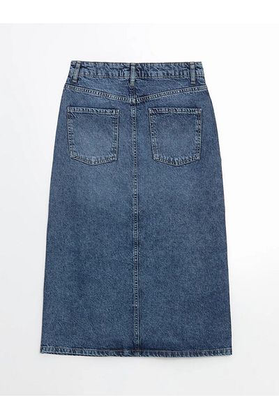 LC Waikiki LCWAIKIKI Klassischer Indigo-Jeansrock mit schmaler Passform für Damen