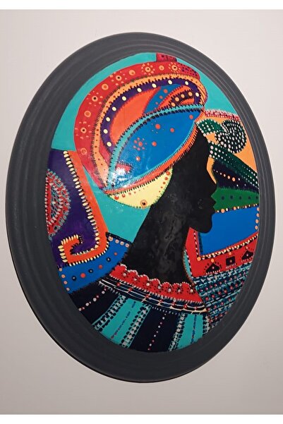 EL YAPIMI Seramik Afrikalı Kadın Duvar Dekoru