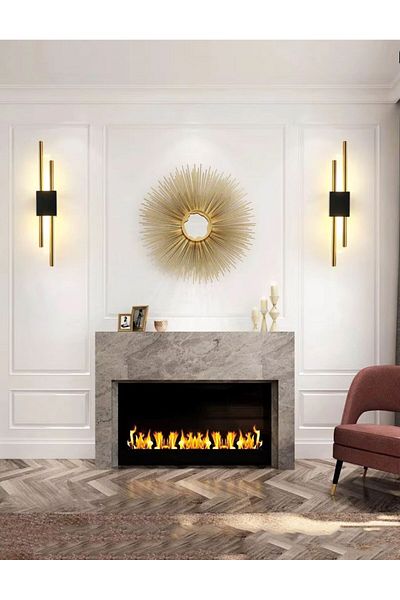 lüx aydınlatma Hedgehog Gold Black Pipe Sconce
