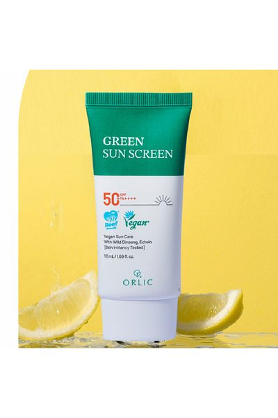 Orlic Green Sun Screen Multi-Effect Korean Sunscreen with Hybrid Filter (Niacinamide, Ginseng, Ektoin) 50 ml