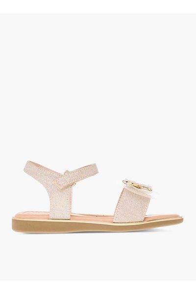 Juniors Embellished Bow Applique Sandals with Hook and Loop Closure