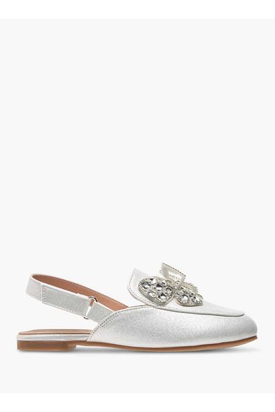 Celeste Girls' Embellished Slingback Ballerina Shoes with Hook and Loop Closure