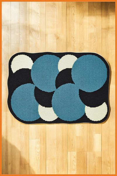 Alony Home Blue Patterned Carpet Mat - Flat Surface, Non-Slip Base, Interior Door and Hallway Kitchen 60X90
