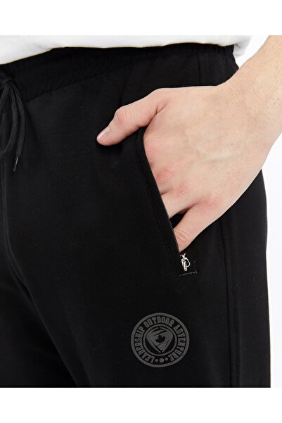 AXXEL Erkek Siyah Fermuar Cepli Düz Paça Eşofman Alt-p601