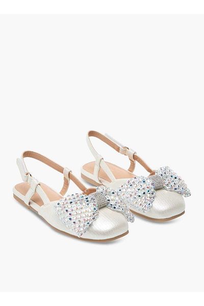 Celeste Girls' Embellished Bow Sandals with Hook and Loop Closure