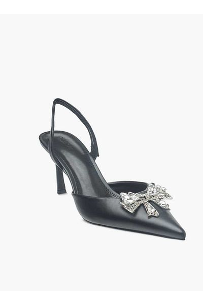 Celeste Women's Bow Embellished Slingback Shoes with Stiletto Heels