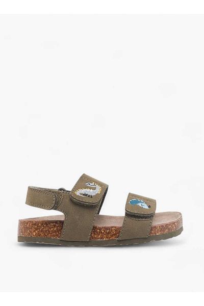 Juniors Embroidered Strap Sandals with Hook and Loop Closure