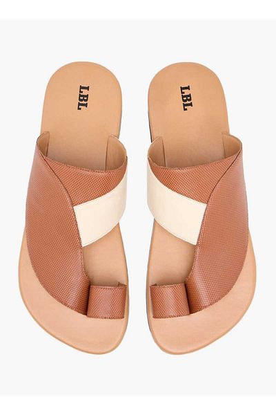 LBL by Shoexpress Panelled Slip-On Arabic Sandals with Toe Loop Detail