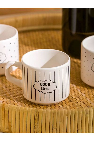 LC Waikiki Lcw Home 3-Piece Black Printed Mug Set