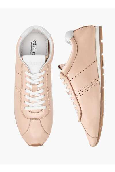 Celeste Women Leather Ankle Sneakers with Lace-Up Closure