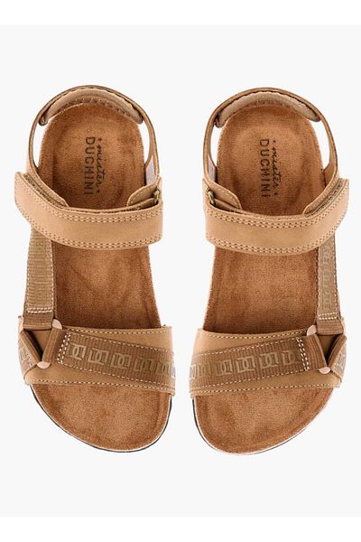 Mister Duchini Monogram Print Strap Sandals with Hook and Loop Closure